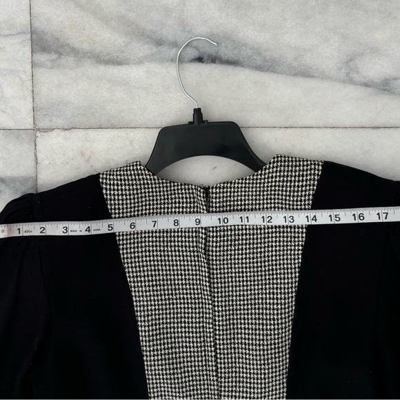 VTG Honeybee Dress Houndstooth Black White Knee Womens 12 Office Academia USA - Picture 13 of 15